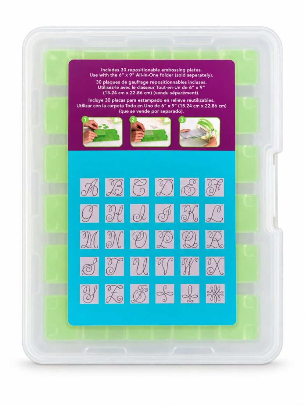 Cuttlebug Cursive Alphabet 30 Repositionable Embossing Plates All-in-One